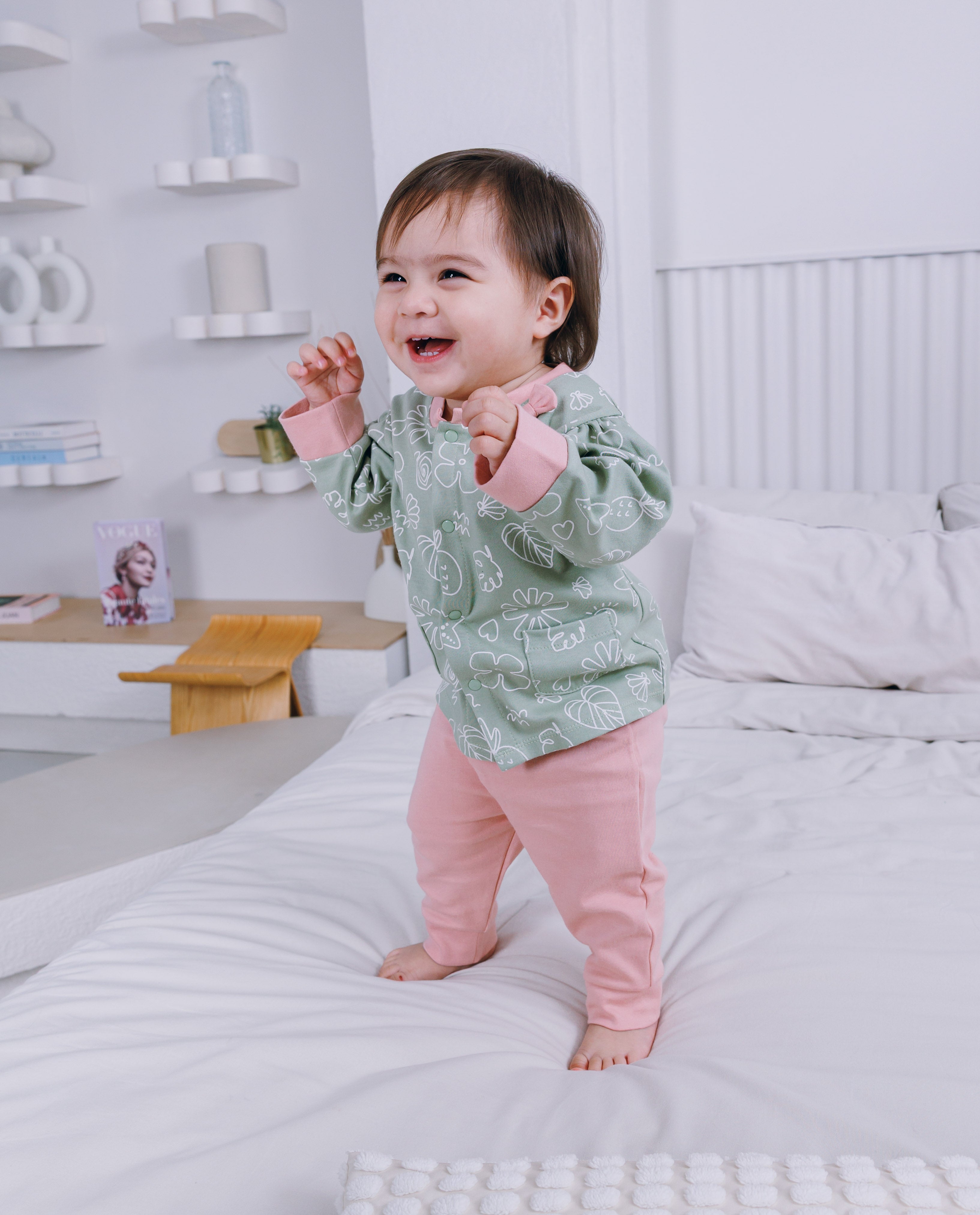 Cap, Cardigan & Pants (3 Piece Set)