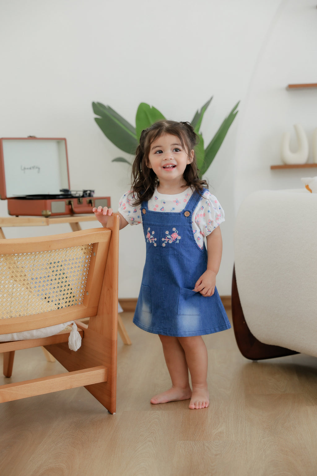 Bodysuit & Denim Bib Dress (2 Piece Set)