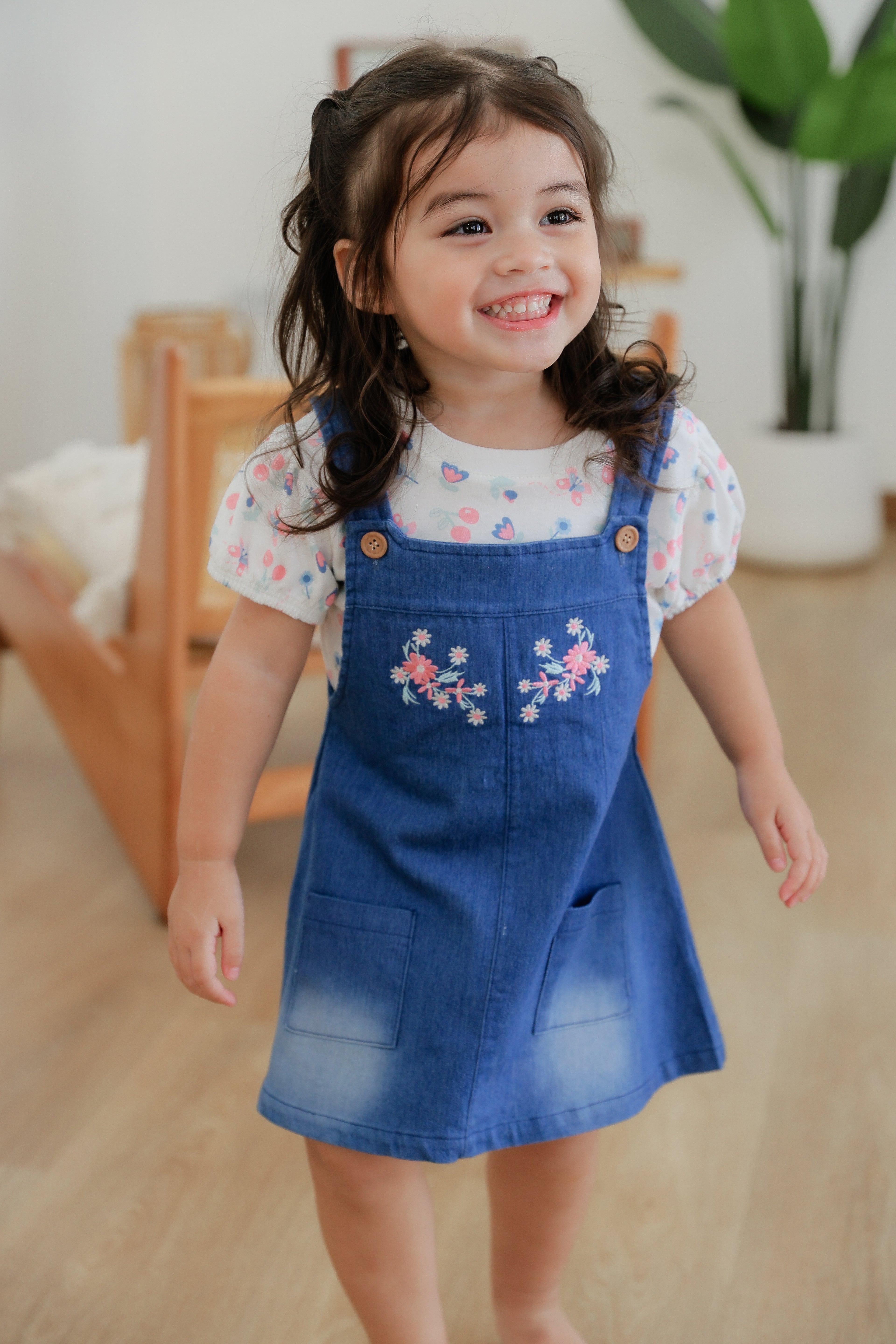 Bodysuit & Denim Bib Dress (2 Piece Set)
