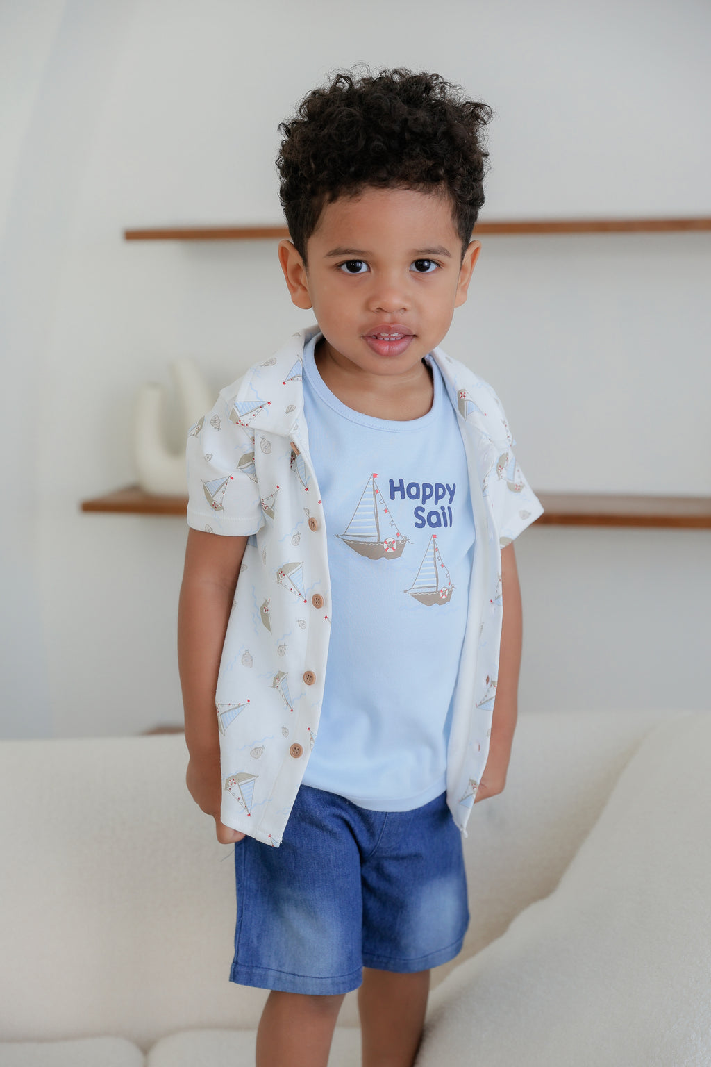 Shirt, Tank Top & Denim Shorts (3 Piece Set)