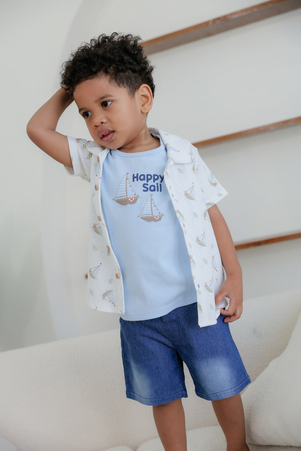 Shirt, Tank Top & Denim Shorts (3 Piece Set)
