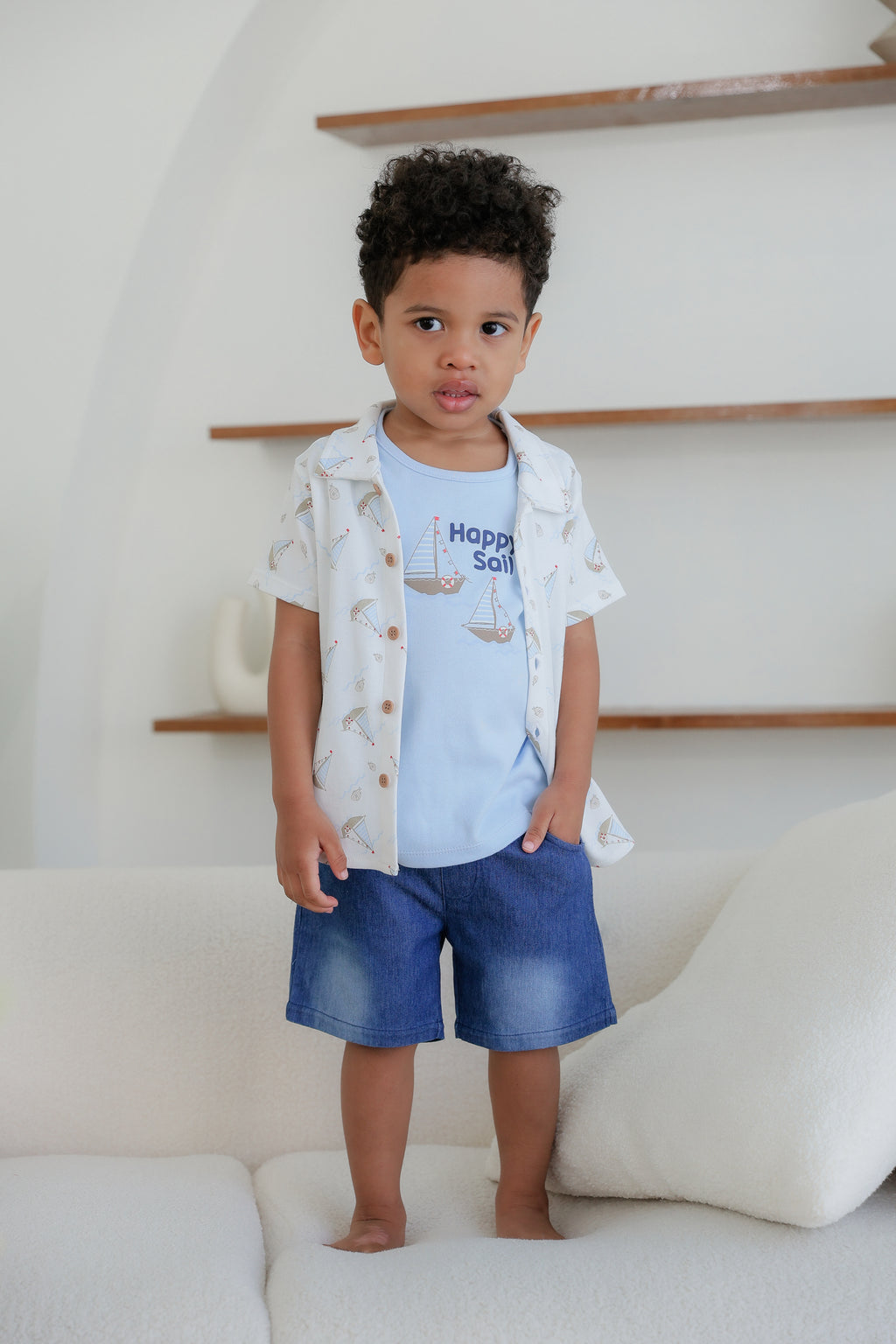 Shirt, Tank Top & Denim Shorts (3 Piece Set)