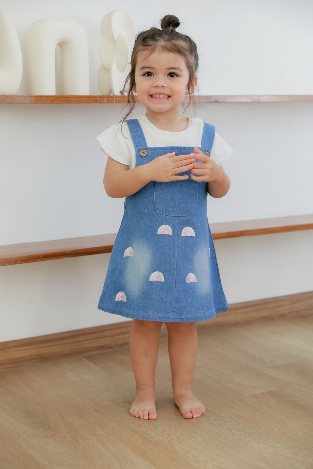 Bodysuit & Denim Bib Dress (2 Piece Set)