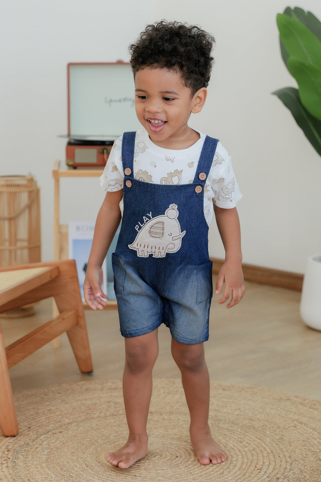 T-Shirt & Denim Bib Pant (2 Piece Set)