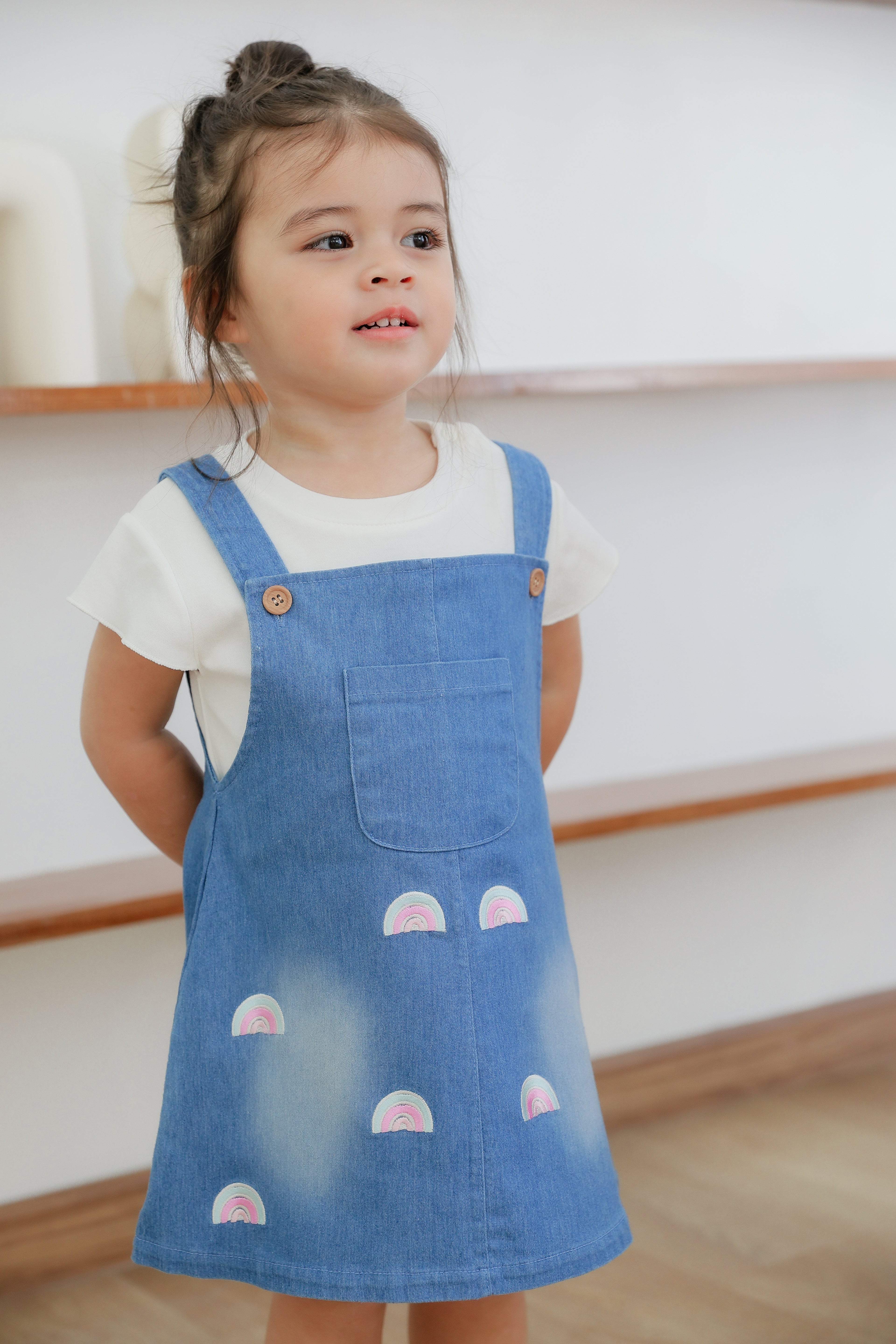 Bodysuit & Denim Bib Dress (2 Piece Set)