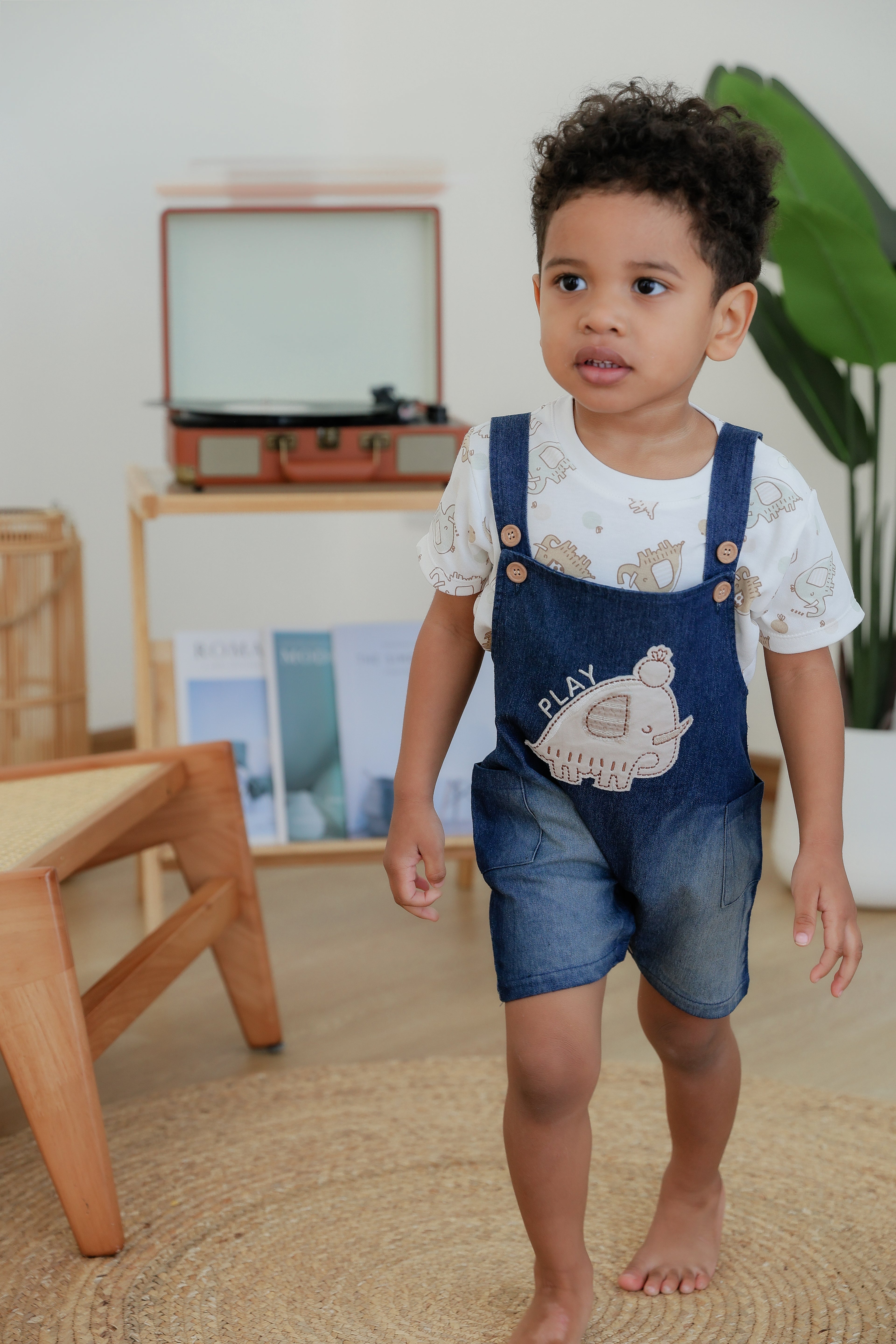 T-Shirt & Denim Bib Pant (2 Piece Set)