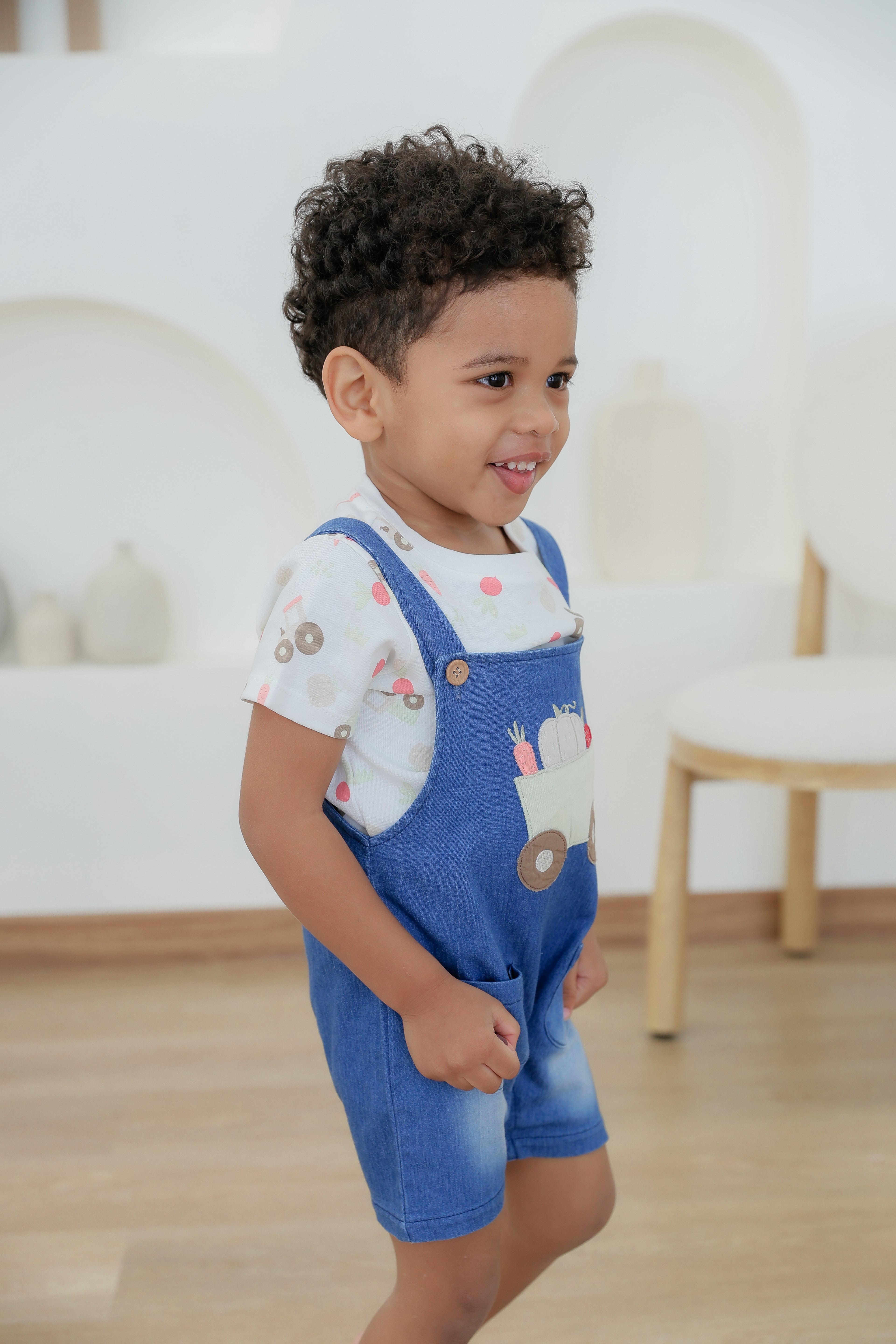 T-Shirt & Denim Bib Pant (2 Piece Set)