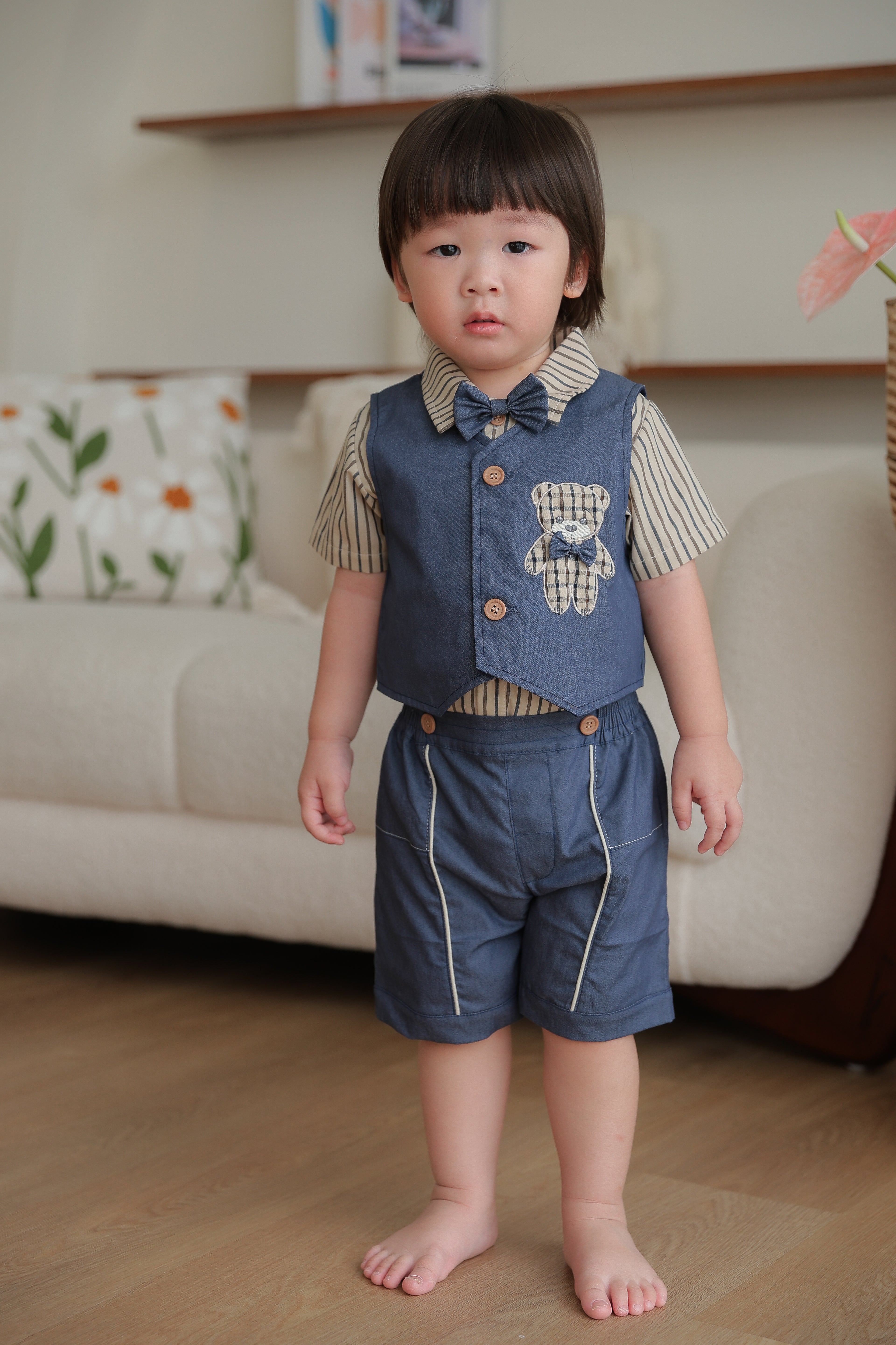 Denim Bear Shirt & Shorts (2 Piece Set)