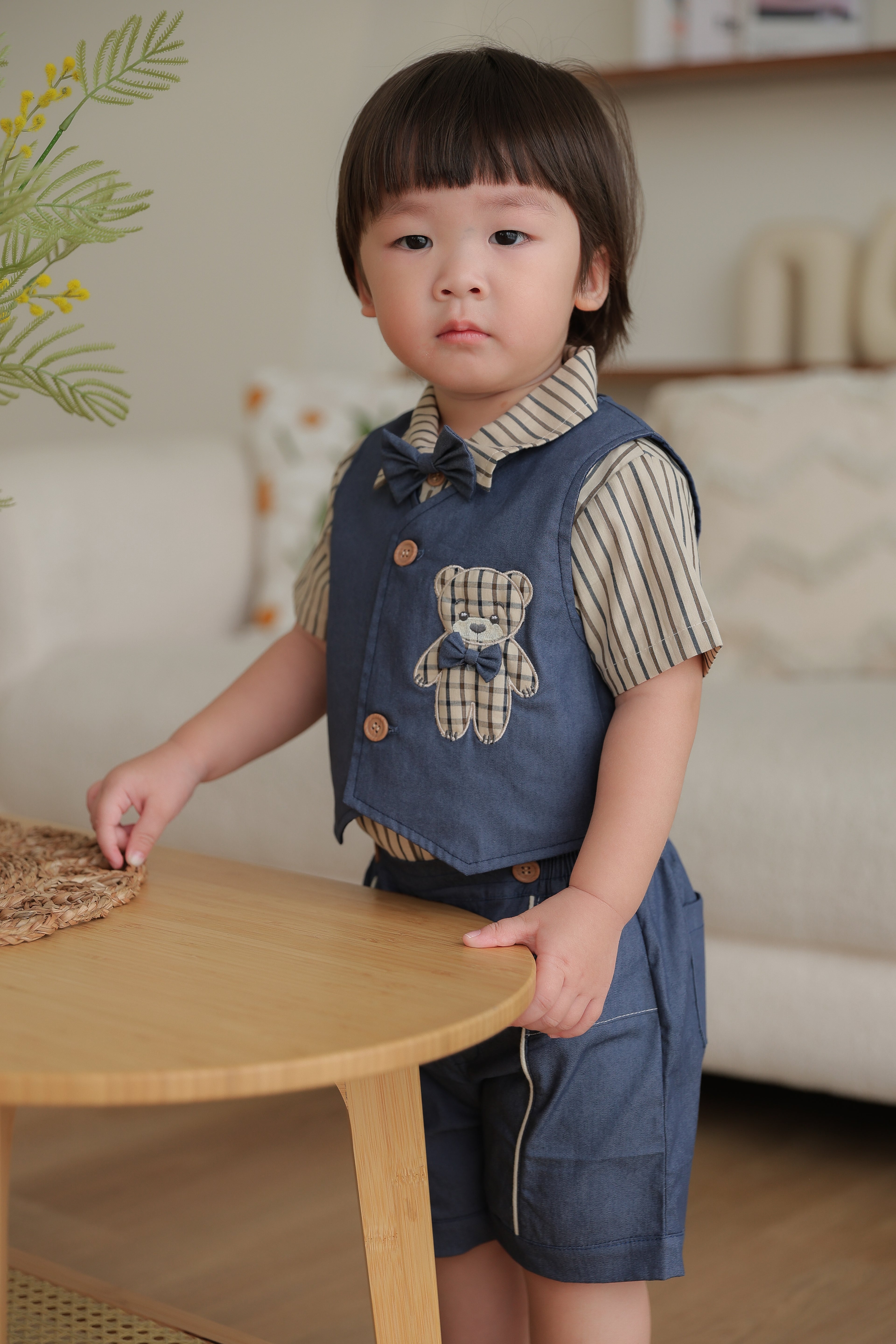 Denim Bear Shirt & Shorts (2 Piece Set)